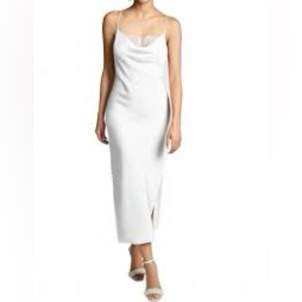 NWT Sachin & Babi Dylan Ivory Satin Lace Midi Dress‎ Bridal Cocktail - 14 - Picture 2 of 11